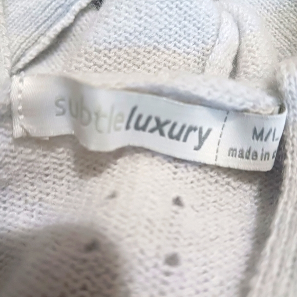 Sutle Luxury Women's 100% Cashemere Light Gray Open Front Cardigan Sz M/L - Picture 6 of 7